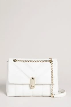 Ted Baker Ayahlin Cream Leather Puffer Quilt Detail Xbody Bag