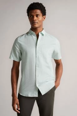 tedbaker Shop Online 24 Ted Baker Addle Light Blue Short Sleeve Linen Shirt
