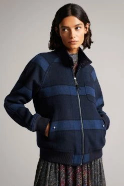 tedbaker Shop Online 53 Ted Baker Leinora Blue Relaxed Fit Check Harrington Jacket