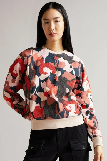Ted Baker Pink Printed Sweat Top 8 Ted Baker Pink Printed Sweat Top - Image 6