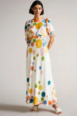 tedbaker Shop Online 39 Ted Baker White Hunniy Tie Detail Midi Dress